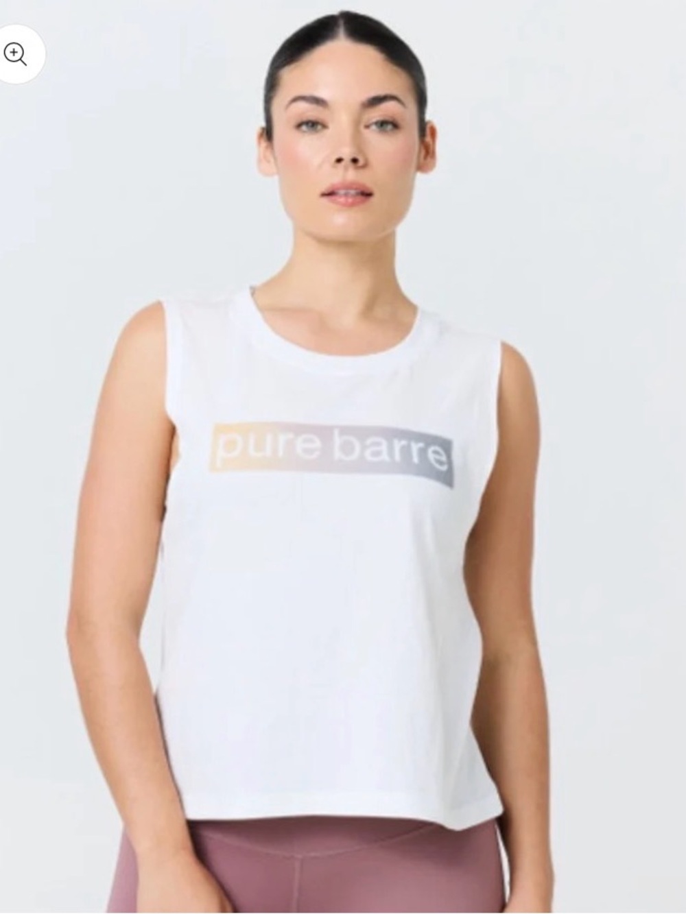 Pure Barre White Sleeveless Logo Tank!  Medium!  EUC!  Fast shipping!